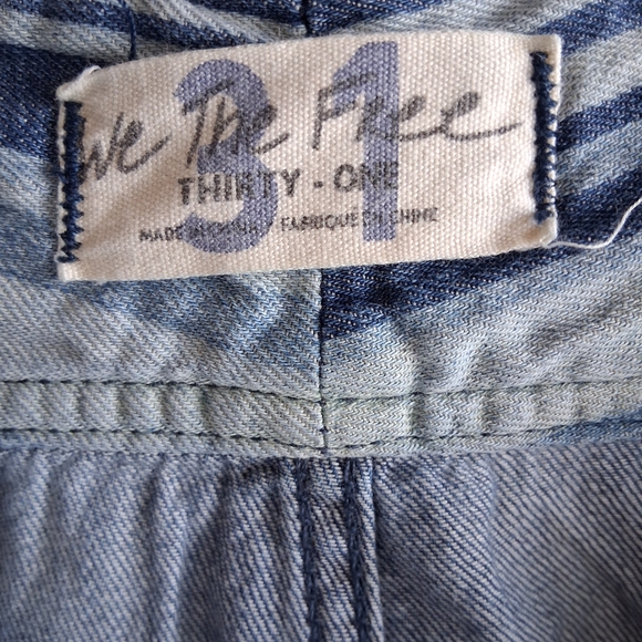 🎀 Free People We The Free Indigo Haze Journey Flare Striped Retro Jeans Sz.31 - Picture 10 of 13